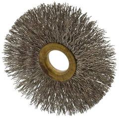 Osborn - 3" OD, 5/8" Arbor Hole, Crimped Stainless Steel Wheel Brush - 3/8" Face Width, 15/16" Trim Length, 0.014" Filament Diam, 20,000 RPM - USA Tool & Supply