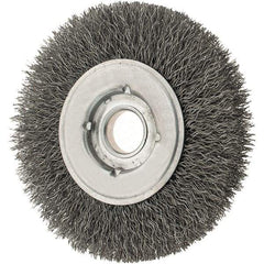 Osborn - 4" OD, 5/8" Arbor Hole, Crimped Steel Wheel Brush - 5/8" Face Width, 13/16" Trim Length, 0.0118" Filament Diam, 6,000 RPM - USA Tool & Supply