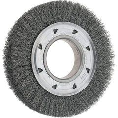 Osborn - 6" OD, 2" Arbor Hole, Crimped Steel Wheel Brush - 7/8" Face Width, 1" Trim Length, 0.0104" Filament Diam, 6,000 RPM - USA Tool & Supply