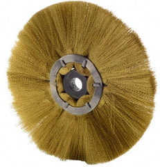 Osborn - 6" OD, 1/2" Arbor Hole, Crimped Brass Wheel Brush - 1/2" Face Width, 1-7/8" Trim Length, 0.005" Filament Diam, 4,000 RPM - USA Tool & Supply