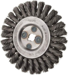 Osborn - 6" OD, 5/8" Arbor Hole, Knotted Steel Wheel Brush - 5/8" Face Width, 1-1/4" Trim Length, 0.0118" Filament Diam, 9,000 RPM - USA Tool & Supply