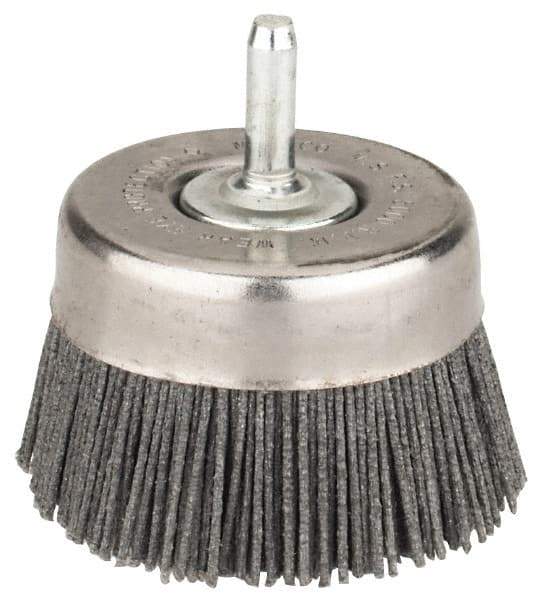 Osborn - 2-1/2" Diam, 1/4" Shank Straight Wire Silicon Carbide Cup Brush - Medium Grade, 1" Trim Length, 5,000 Max RPM - USA Tool & Supply