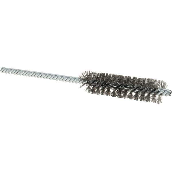 Osborn - 1/2" Diam Helical Steel Tube Brush - Double Spiral, 0.004" Filament Diam, 2" Brush Length, 5" OAL, 0.187" Diam Shank - USA Tool & Supply