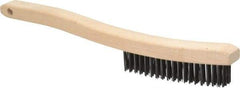 Osborn - 3 Rows x 19 Columns Steel Scratch Brush - 6" Brush Length, 13-11/16" OAL, 1-1/8" Trim Length, Wood Curved Handle - USA Tool & Supply