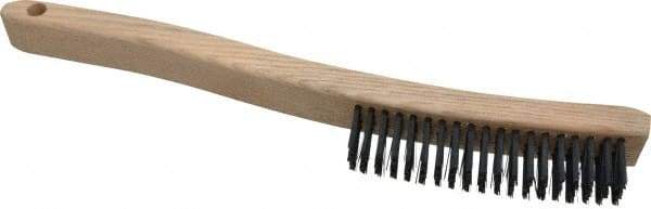 Osborn - 4 Rows x 19 Columns Steel Scratch Brush - 6" Brush Length, 13-11/16" OAL, 1-1/8" Trim Length, Wood Curved Handle - USA Tool & Supply