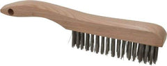 Osborn - 4 Rows x 16 Columns Stainless Steel Scratch Brush - 5-1/4" Brush Length, 10" OAL, 1-1/8" Trim Length, Wood Shoe Handle - USA Tool & Supply