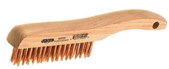 Osborn - 4 Rows x 16 Columns Bronze Scratch Brush - 5-1/4" Brush Length, 10" OAL, 1-1/8" Trim Length, Wood Shoe Handle - USA Tool & Supply