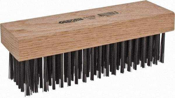Osborn - 6 Rows x 19 Columns Steel Scratch Brush - 7-1/4" Brush Length, 1-11/16" Trim Length, Wood Straight Handle - USA Tool & Supply