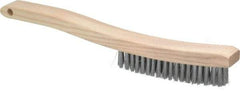 Osborn - 4 Rows x 18 Columns Steel Plater's Brush - 5-3/4" Brush Length, 13-1/4" OAL, 1" Trim Length, Wood Curved Handle - USA Tool & Supply