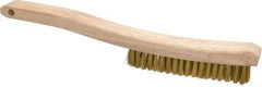 Osborn - 4 Rows x 18 Columns Brass Plater's Brush - 5-3/4" Brush Length, 13-1/4" OAL, 1" Trim Length, Wood Curved Handle - USA Tool & Supply