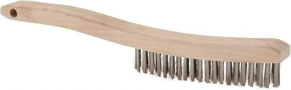 Osborn - 4 Rows x 18 Columns Stainless Steel Plater's Brush - 5-3/4" Brush Length, 13-1/4" OAL, 1" Trim Length, Wood Curved Handle - USA Tool & Supply