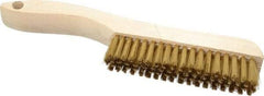 Osborn - 4 Rows x 18 Columns Brass Plater's Brush - 4-3/4" Brush Length, 10" OAL, 1" Trim Length, Wood Shoe Handle - USA Tool & Supply