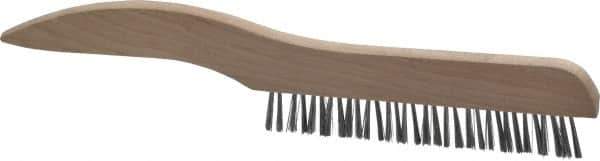 Osborn - 1 Rows x 16 Columns Steel Plater's Brush - 5" Brush Length, 10" OAL, 3/4" Trim Length, Wood Shoe Handle - USA Tool & Supply