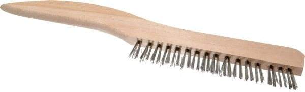 Osborn - 1 Rows x 16 Columns Stainless Steel Plater's Brush - 5" Brush Length, 10" OAL, 3/4" Trim Length, Wood Shoe Handle - USA Tool & Supply