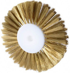Osborn - 6" OD, 1/2" Arbor Hole, Brass Wheel Brush - 15/16" Face Width, 2-1/2" Trim Length, 0.006" Filament Diam, 3,600 RPM - USA Tool & Supply