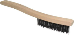 Osborn - 3 Rows x 14 Columns Steel Scratch Brush - 13-3/4" OAL, 1-1/2" Trim Length, Wood Curved Handle - USA Tool & Supply