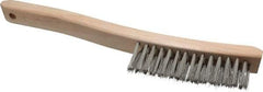 Osborn - 3 Rows x 14 Columns Stainless Steel Scratch Brush - 13-3/4" OAL, 1-1/2" Trim Length, Wood Curved Handle - USA Tool & Supply