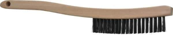 Osborn - 3 Rows x 19 Columns Steel Scratch Brush - 6" Brush Length, 13-3/4" OAL, 1-1/8" Trim Length, Wood Curved Handle - USA Tool & Supply