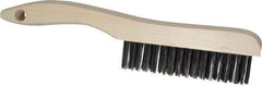 Osborn - 4 Rows x 16 Columns Steel Scratch Brush - 5-1/4" Brush Length, 10" OAL, 1-1/8" Trim Length, Wood Shoe Handle - USA Tool & Supply