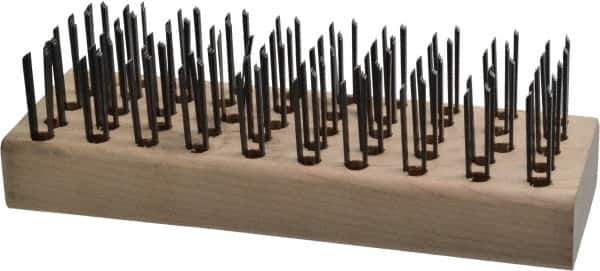 Osborn - 5 Rows x 10 Columns Steel Scratch Brush - 7-5/8" Brush Length, 7-5/8" OAL, 1" Trim Length, Wood Straight Handle - USA Tool & Supply