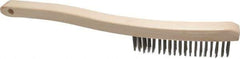 Osborn - 3 Rows x 19 Columns Stainless Steel Scratch Brush - 6" Brush Length, 13-3/4" OAL, 1-1/8" Trim Length, Wood Curved Handle - USA Tool & Supply