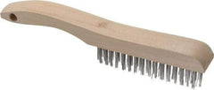 Osborn - 4 Rows x 16 Columns Stainless Steel Scratch Brush - 5-1/4" Brush Length, 10" OAL, 1-1/8" Trim Length, Wood Shoe Handle - USA Tool & Supply