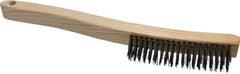 Osborn - 4 Rows x 19 Columns Steel Scratch Brush - 6" Brush Length, 13-11/16" OAL, 1-1/8" Trim Length, Wood Curved Handle - USA Tool & Supply