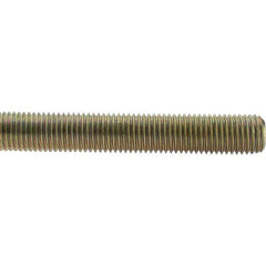 Value Collection - 1-8 UNC (Coarse), 3' Long, Low Carbon Steel Threaded Rod - Yellow Zinc-Plated Finish, Right Hand Thread - USA Tool & Supply