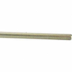 Value Collection - 5/8-11 UNC (Coarse), 3' Long, Low Carbon Steel Threaded Rod - Yellow Zinc-Plated Finish, Right Hand Thread - USA Tool & Supply