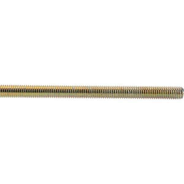 Value Collection - 1/2-13 UNC (Coarse), 3' Long, Low Carbon Steel Threaded Rod - Yellow Zinc-Plated Finish, Right Hand Thread - USA Tool & Supply