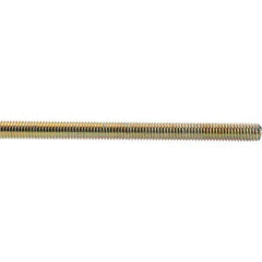 Value Collection - 1/2-13 UNC (Coarse), 3' Long, Low Carbon Steel Threaded Rod - Yellow Zinc-Plated Finish, Right Hand Thread - USA Tool & Supply