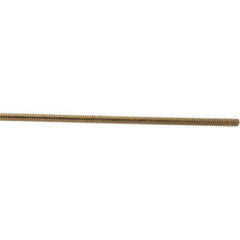 Value Collection - 1/4-20 UNC (Coarse), 3' Long, Low Carbon Steel Threaded Rod - Yellow Zinc-Plated Finish, Right Hand Thread - USA Tool & Supply