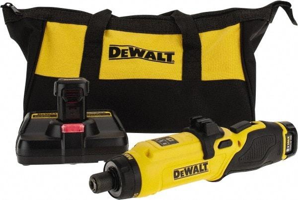 DeWALT - 8 Volts, Lithium-Ion Battery, Swivel Handle Cordless Screwdriver - 430 RPM, 23 Inch/Lbs. Torque - USA Tool & Supply