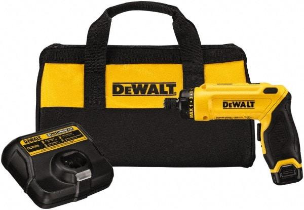 DeWALT - 8 Volts, Lithium-Ion Battery, Swivel Handle Cordless Screwdriver - 430 RPM, 23 Inch/Lbs. Torque - USA Tool & Supply