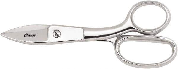 Clauss - 5" LOC, 7-3/4" OAL Chrome Plated Straight Shears - Serrated, Steel Straight Handle, For Paper, Fabric - USA Tool & Supply