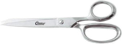 Clauss - 4" LOC, 8" OAL Chrome Plated Straight Shears - Steel Straight Handle, For Paper, Fabric - USA Tool & Supply