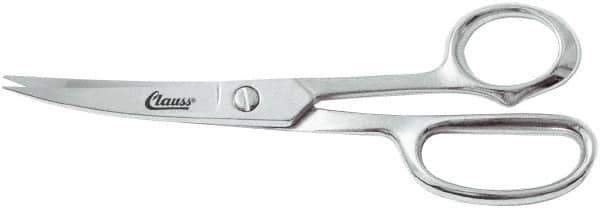 Clauss - 5" LOC, 8-1/2" OAL Chrome Plated Curved Shears - Steel Offset Handle, For Paper, Fabric - USA Tool & Supply