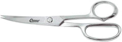 Clauss - 5" LOC, 8-1/2" OAL Chrome Plated Curved Shears - Steel Offset Handle, For Paper, Fabric - USA Tool & Supply