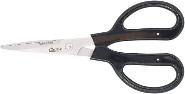 Clauss - 4" LOC, 9-1/4" OAL Stainless Steel Blunt Point Trimmers - Serrated, Plastic Handle, For Paper, Fabric - USA Tool & Supply