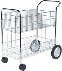 FELLOWES - 200 Lb Capacity, 21-1/2" Wide x 37-1/2" Long x 39-1/2" High Mail Cart - 1 Shelf, Steel - USA Tool & Supply