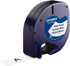 Dymo - 1/2" Wide x 156" Long, Black on White Plastic Label Printer Cartridge - For DYMO Letratag Printers - USA Tool & Supply