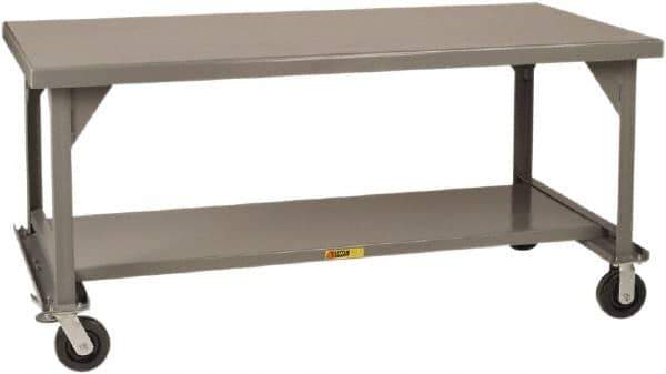 Little Giant - Mobile Workbench - 7 Gauge Steel, Fixed Leg, Gray, 84" Long x 42" Deep x 34" High - USA Tool & Supply