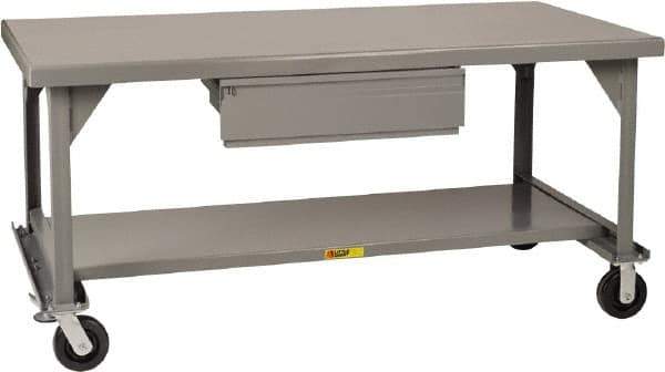 Little Giant - Mobile Workbench - 7 Gauge Steel, Fixed Leg, Gray, 60" Long x 36" Deep x 34" High - USA Tool & Supply