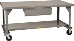 Little Giant - Mobile Workbench - 7 Gauge Steel, Fixed Leg, Gray, 60" Long x 30" Deep x 34" High - USA Tool & Supply