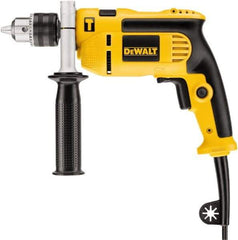 DeWALT - 120 Volt 1/2" Keyed Chuck Electric Hammer Drill - 0 to 47,600 BPM, 0 to 2,800 RPM, Reversible, Pistol Grip with Side Handle - USA Tool & Supply