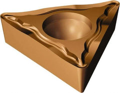 Sandvik Coromant - TCMT32.52 UM Grade 1115 Carbide Turning Insert - TiAlN/AlCr2O3 Finish, 60° Triangle, 3/8" Inscr Circle, 5/32" Thick, 1/32" Corner Radius - USA Tool & Supply