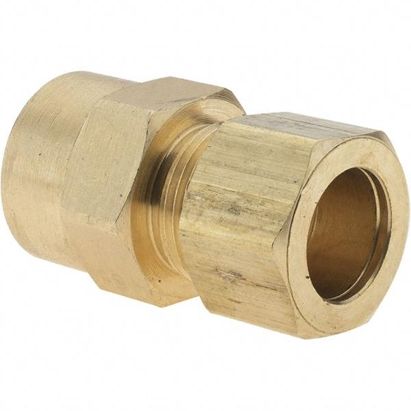Parker - 5/8" OD, Brass Female Connector - 150 Max Working psi, Comp x FNPT Ends - USA Tool & Supply