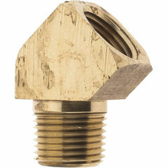 Parker - 1/2 Male Thread x 1/2 Female Thread, Brass Industrial Pipe 45° Street Elbow - MNPTF x FNPTF, 1,000 psi - USA Tool & Supply