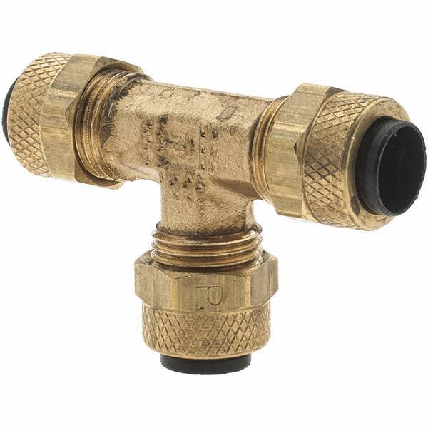 Parker - 5/16" OD, Brass Union Tee - 150 Max Working psi, Comp x Comp x Comp Ends - USA Tool & Supply