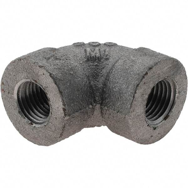 Value Collection - Size 1/4", Class 300, Malleable Iron Black Pipe 90° Elbow - 300 psi, Threaded End Connection - USA Tool & Supply
